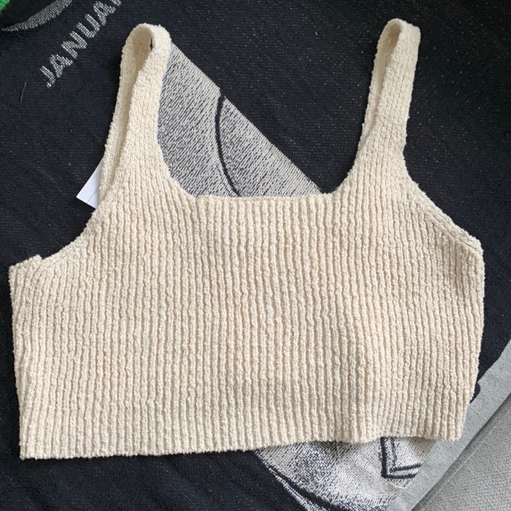 Fuzzy White Croptop